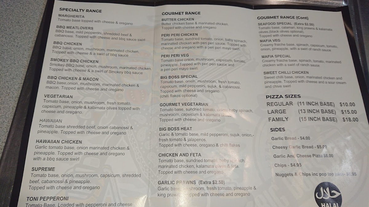 Menu Big Boss Pizzas Moorooka-1