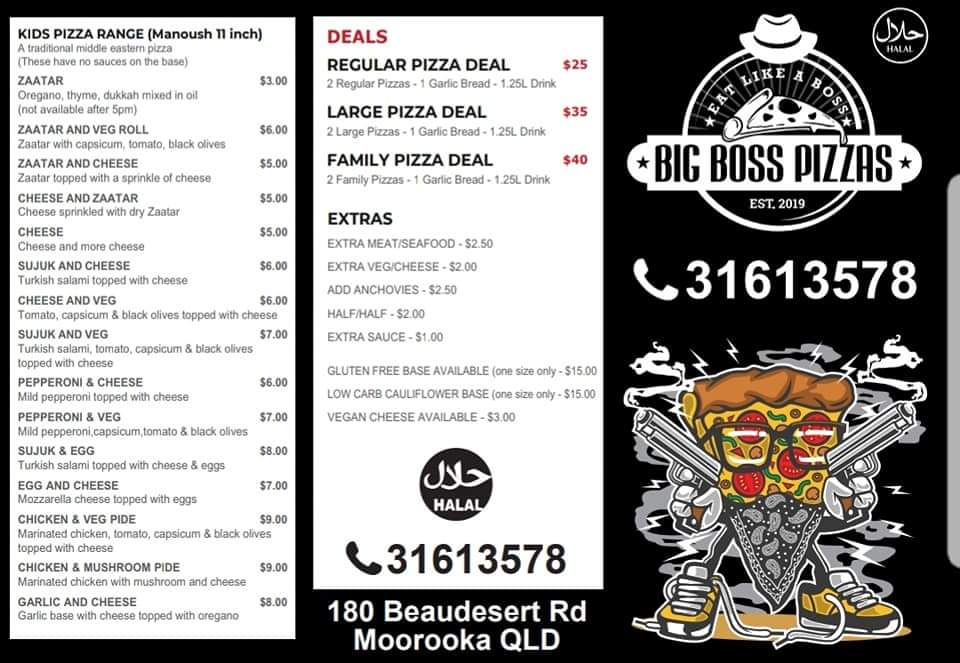 Menu Big Boss Pizzas Moorooka-2