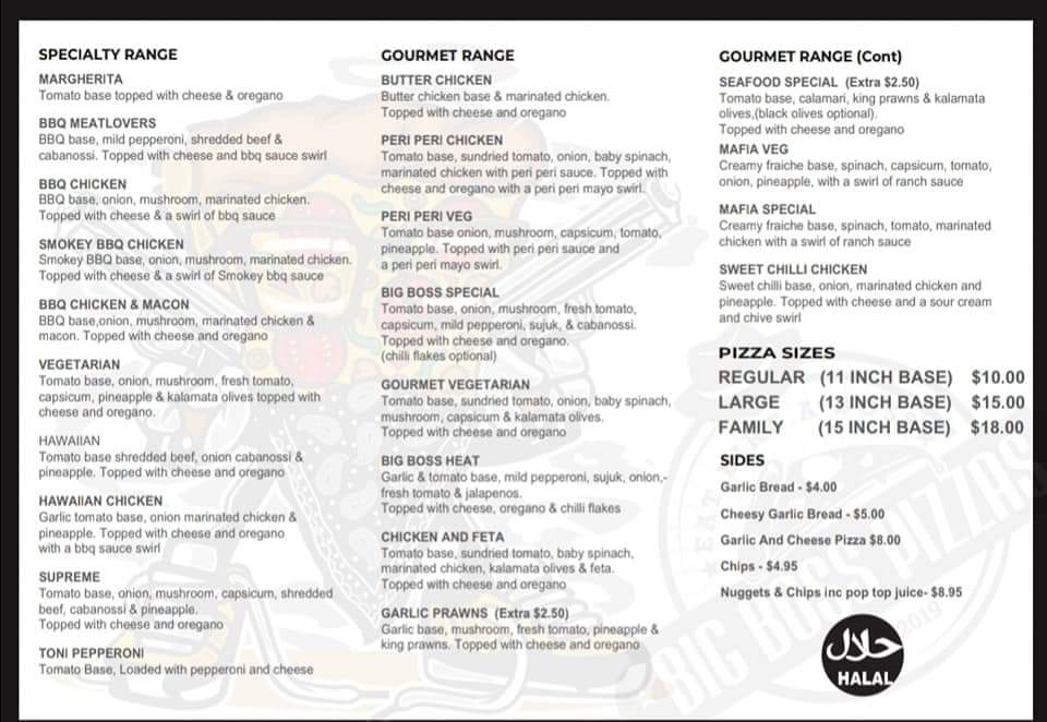 Menu Big Boss Pizzas Moorooka-3